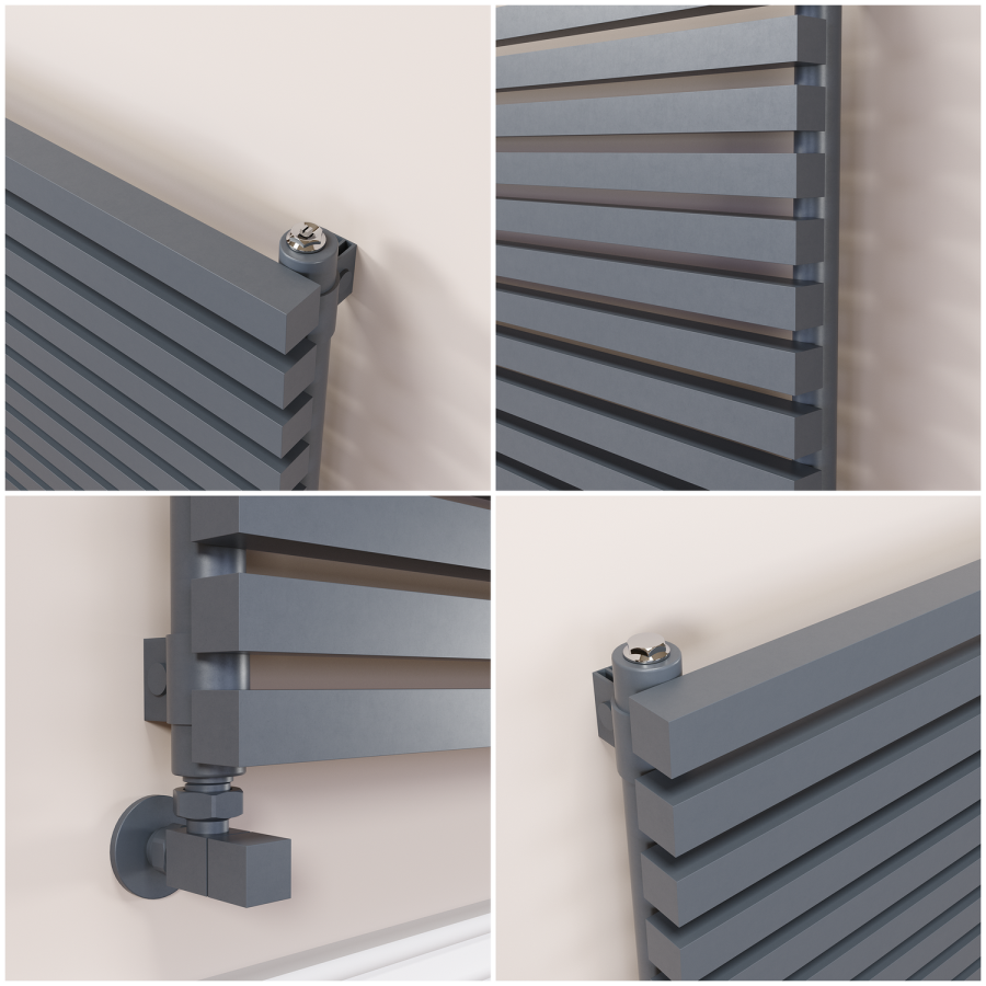 Ravello Dark Grey Anthracite Square Designer Radiator 585x1600mm Single Panel 4266 BTU
