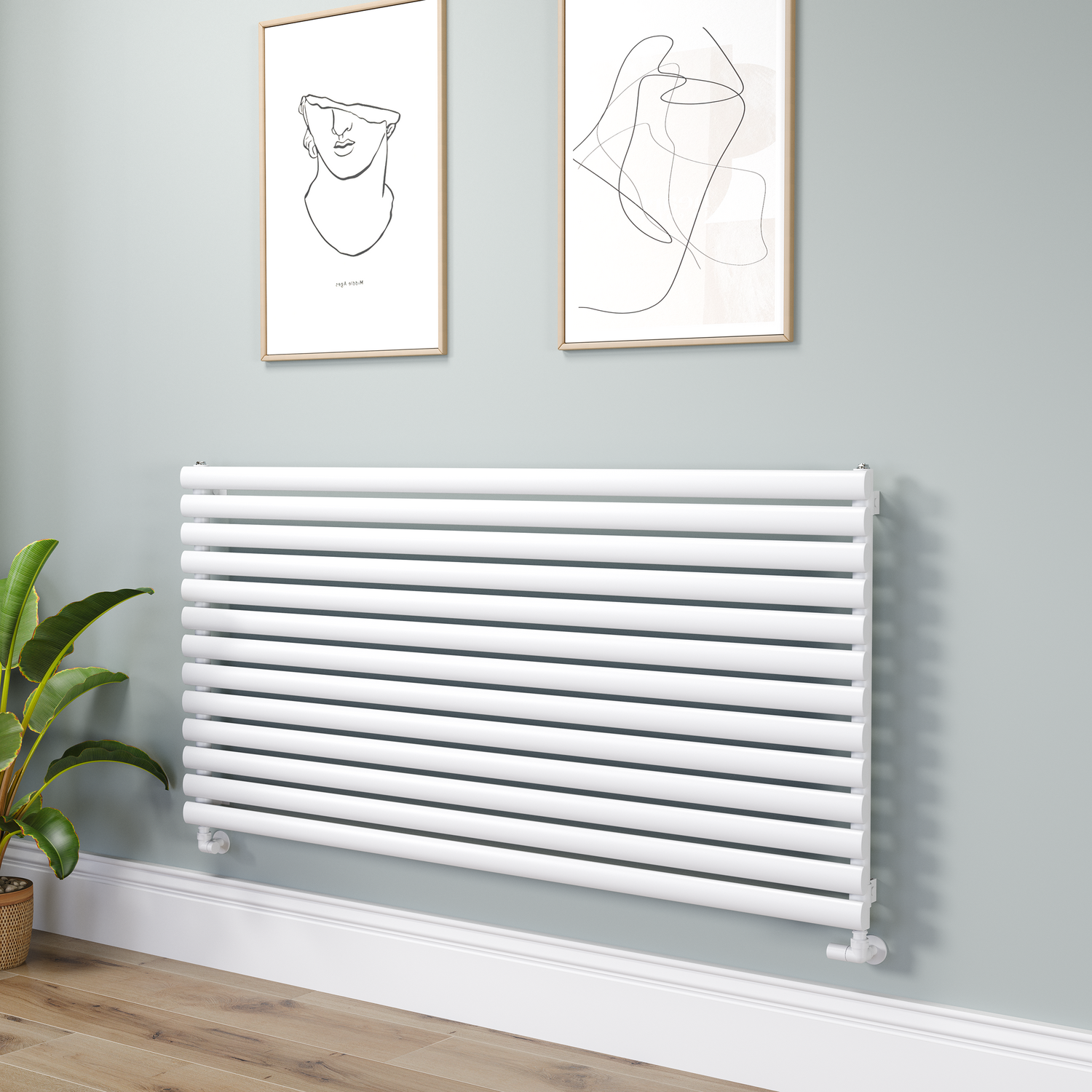 Sorrento White Oval Designer Radiator 767X1600mm Single Panel 4915 Btu