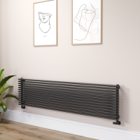 Ventura Midnight Black Oval Unique Designer Radiator 455x1800mm Single Panel 4594 BTU