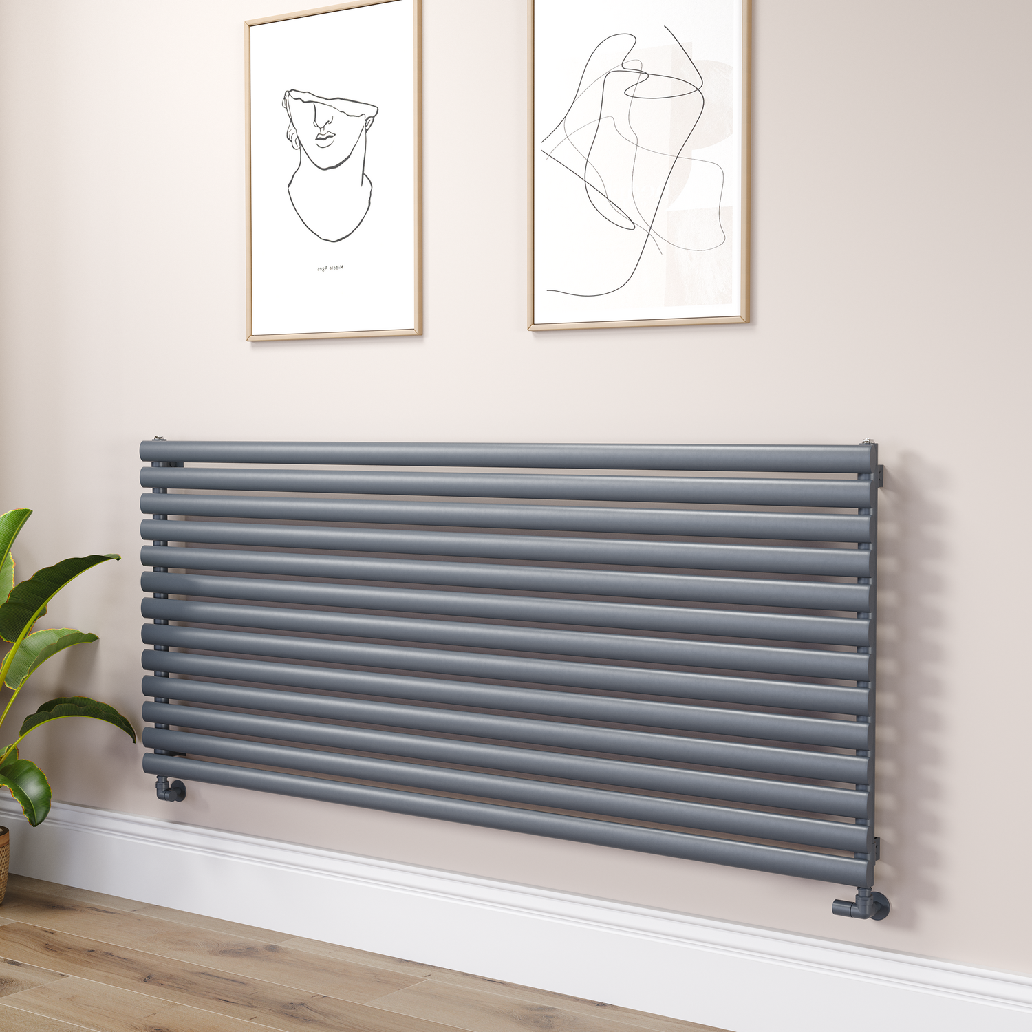 Sorrento Dark Grey Anthracite Oval Designer Radiator 767X1800mm Single Panel 5532 Btu
