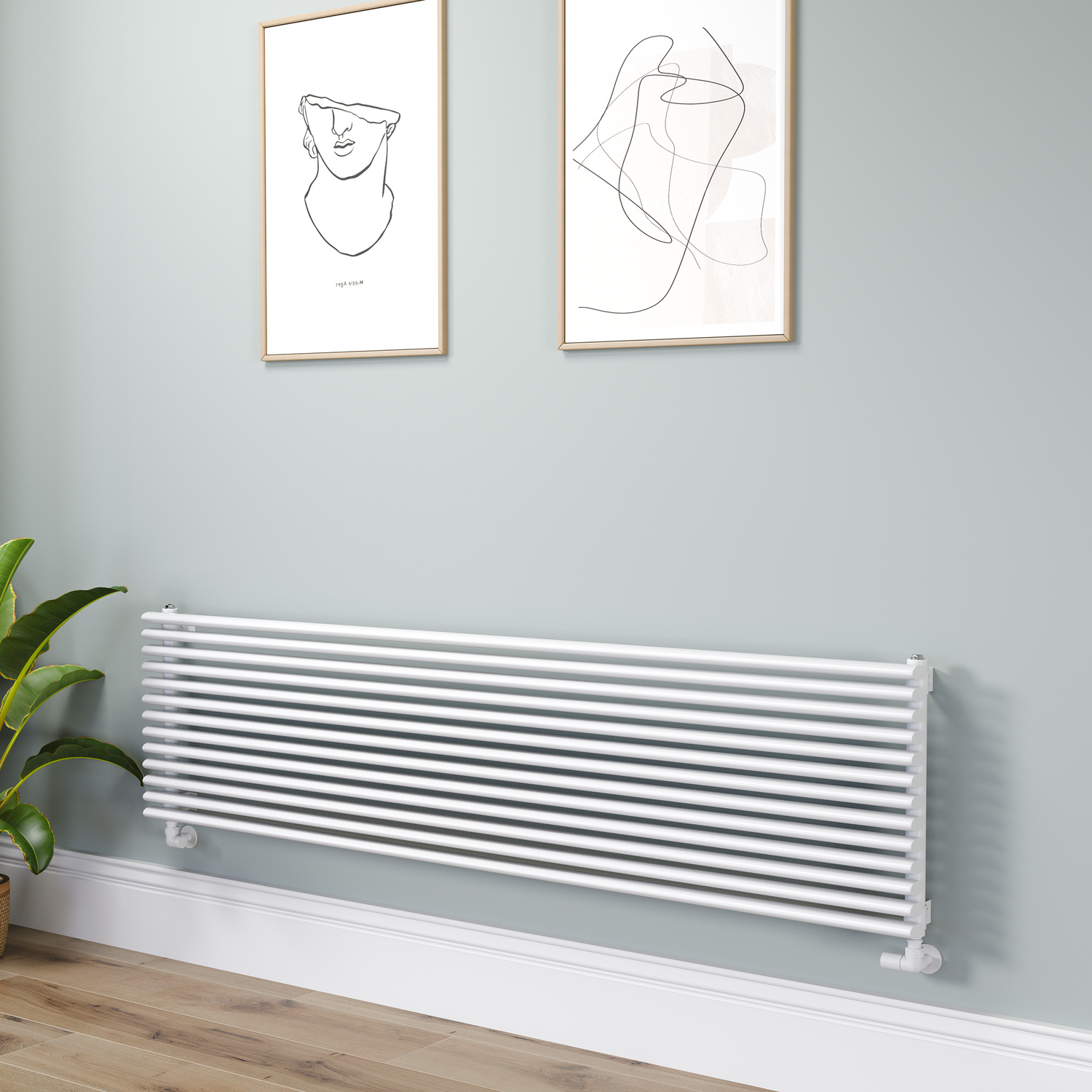 Ventura White Oval Unique Designer Radiator 455X1800mm Single Panel 4594 Btu