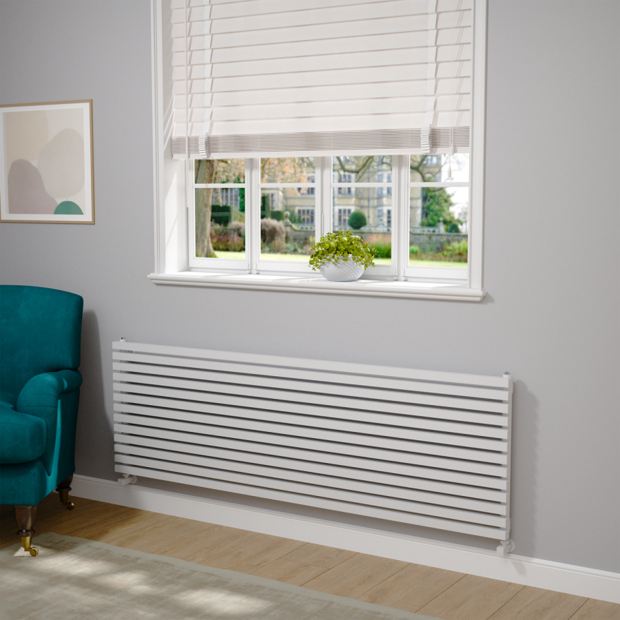 Ravello White Square Designer Radiator 585x1800mm Single Panel 4744 BTU