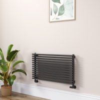 Ventura Midnight Black Oval Unique Designer Radiator 455x800mm Single Panel 1887 BTU