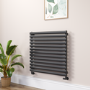 Sorrento Linea Black Oval Designer Radiator 767x800mm Single Panel 2577 BTU - Horizontal Bars