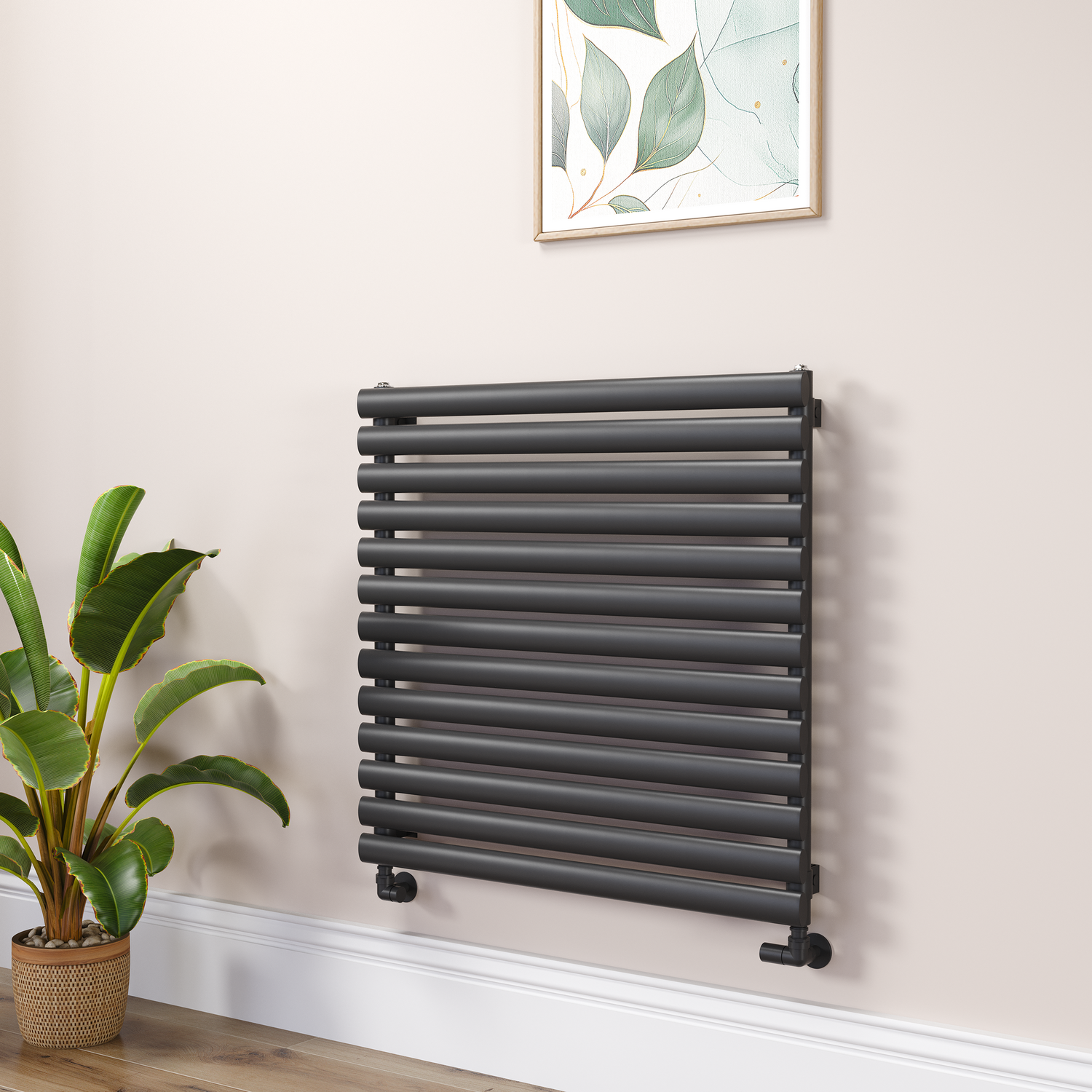 Sorrento Midnight Black Oval Designer Radiator 767X800mm Single Panel 2577 Btu