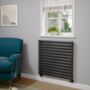 Sorrento Linea Black Oval Designer Radiator 767x800mm Single Panel 2577 BTU - Horizontal Bars