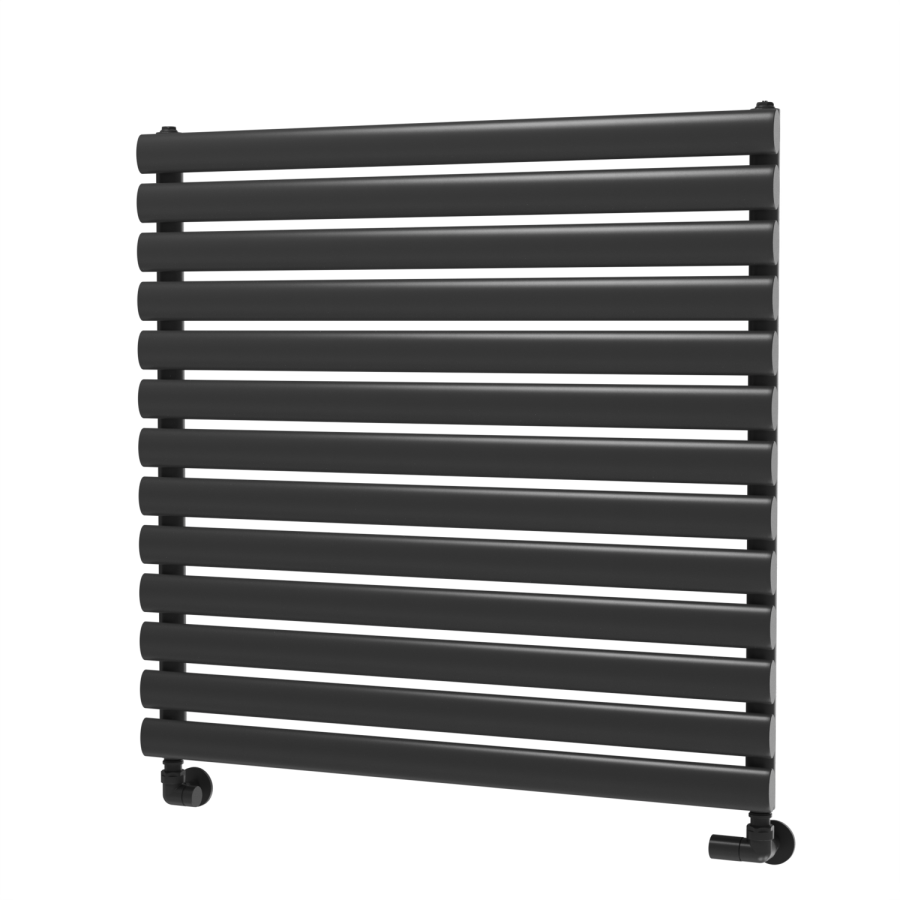 Sorrento Linea Black Oval Designer Radiator 767x800mm Single Panel 2577 BTU - Horizontal Bars