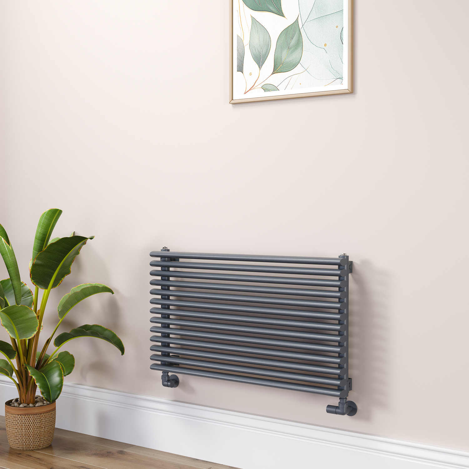 Ventura Dark Grey Anthracite Oval Unique Designer Radiator 455X800mm Single Panel 1887 Btu