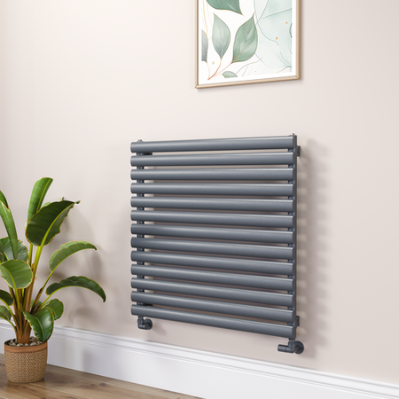 Sorrento Linea Dark Grey Anthracite Oval Designer Radiator 767x800mm ...