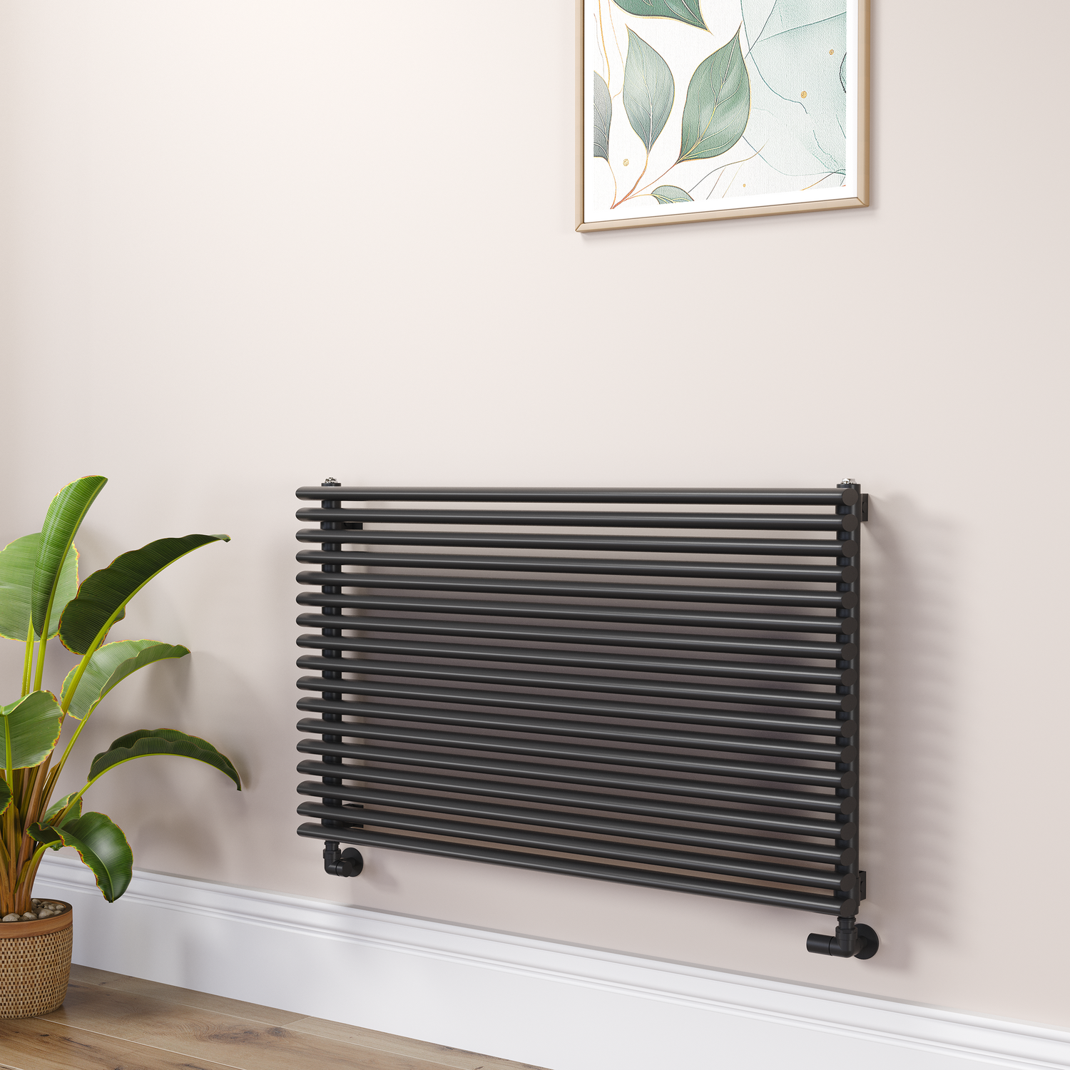 Ventura Midnight Black Oval Unique Designer Radiator 595X1000mm Single Panel 3072 Btu