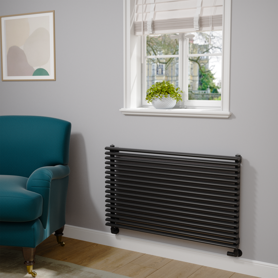 Ventura Midnight Black Oval Unique Designer Radiator 595x1000mm Single Panel 3072 BTU