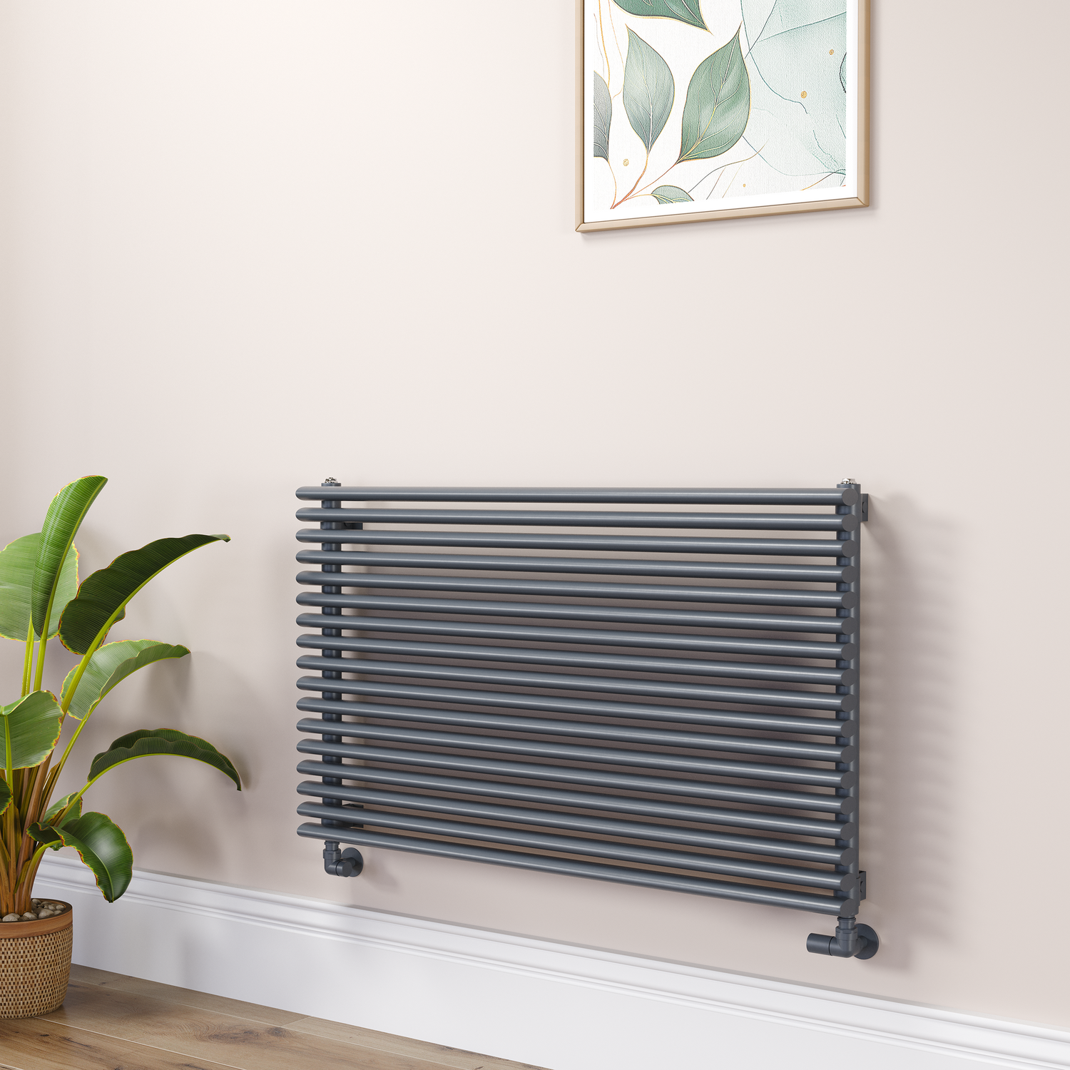 Ventura Dark Grey Anthracite Oval Unique Designer Radiator 595X1000mm Single Panel 3072 Btu