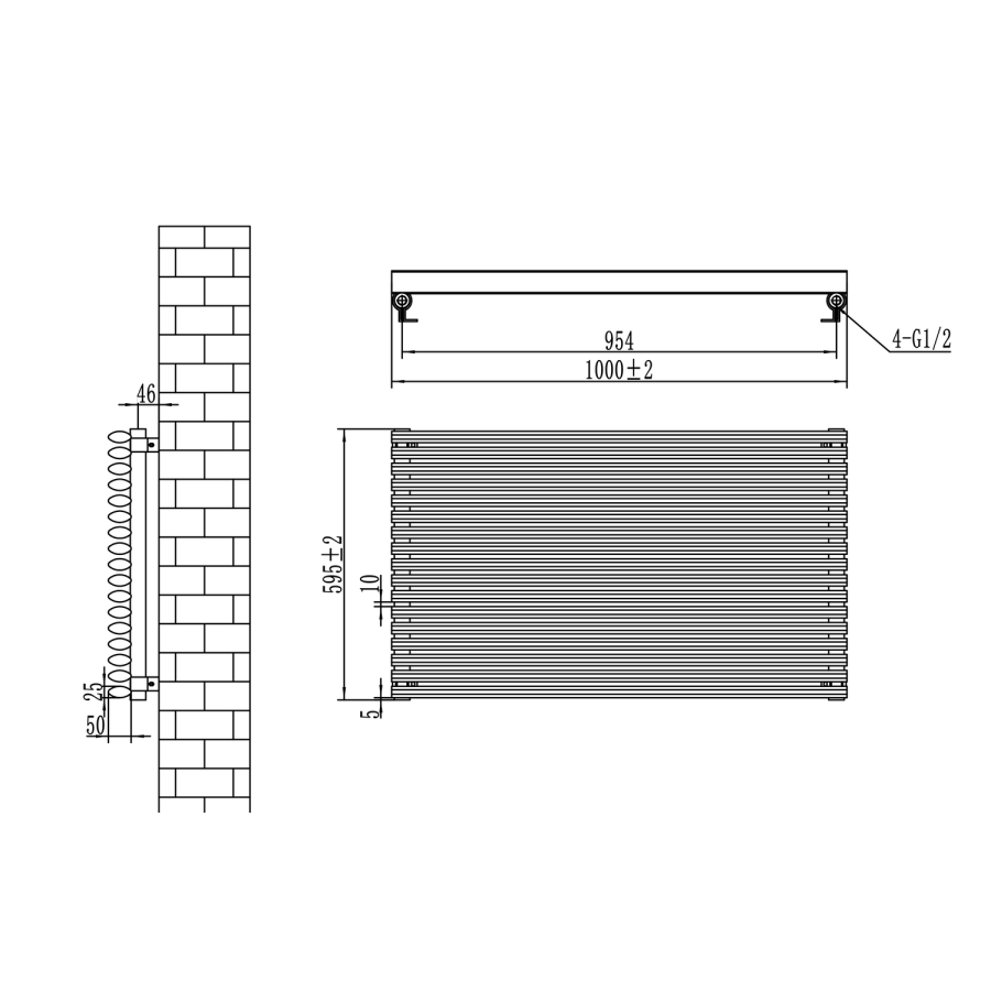 Ventura Dark Grey Anthracite Oval Unique Designer Radiator 595x1000mm Single Panel 3072 BTU