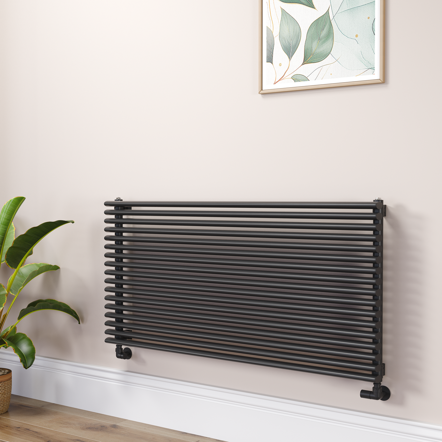 Ventura Midnight Black Oval Unique Designer Radiator 595X1200mm Single Panel 3785 Btu