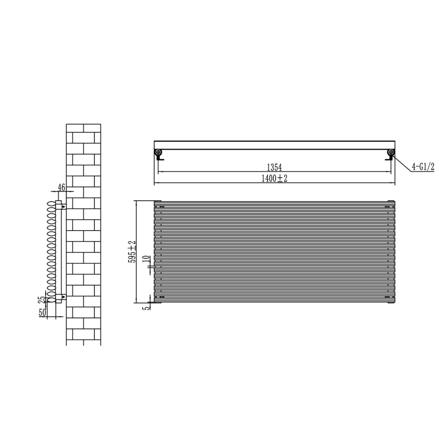 Ventura Midnight Black Oval Unique Designer Radiator 595x1200mm Single Panel 3785 BTU