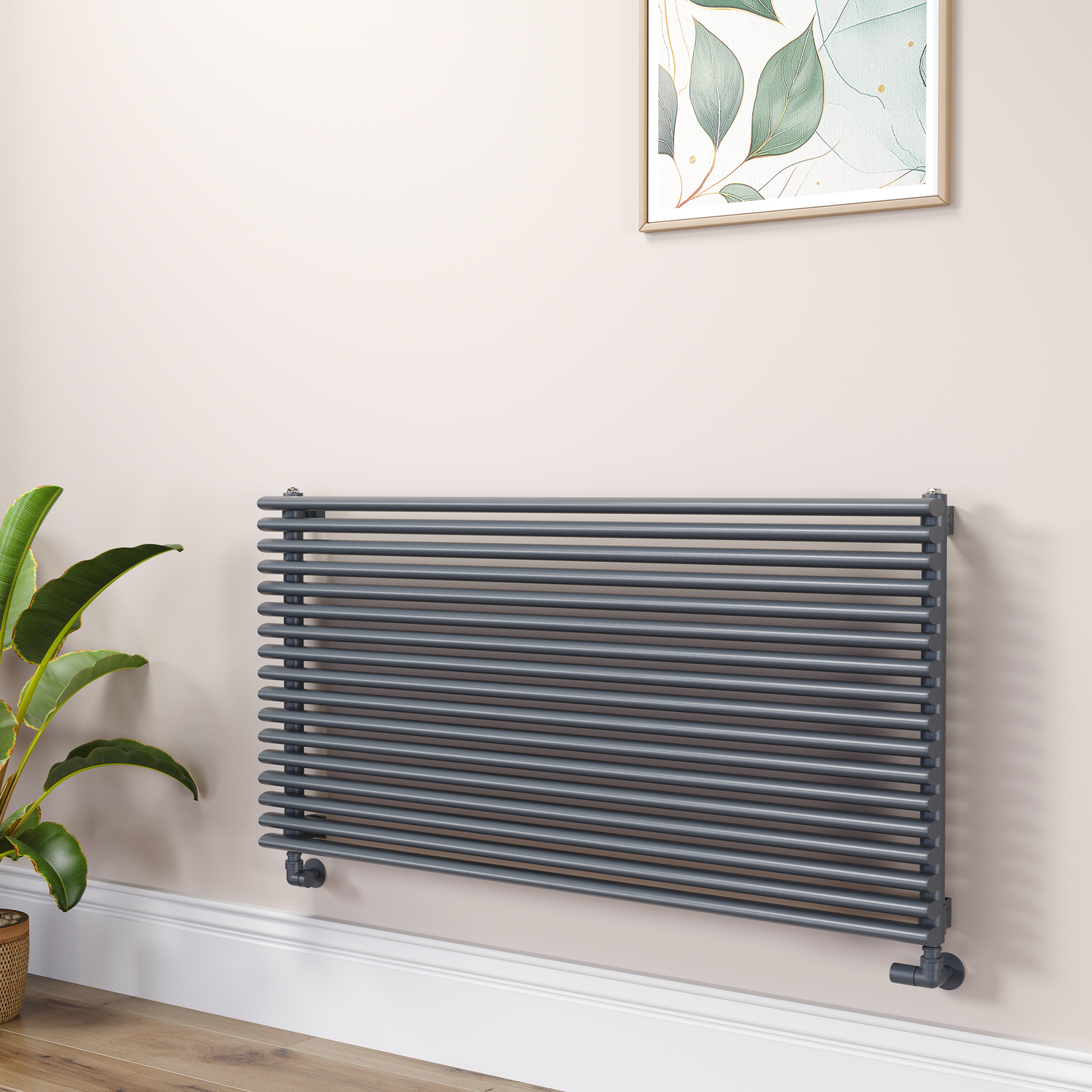 Ventura Dark Grey Anthracite Oval Unique Designer Radiator 595X1200mm Single Panel 3785 Btu