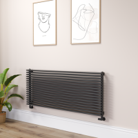 Ventura Midnight Black Oval Unique Designer Radiator 595x1400mm Single Panel 4498 BTU