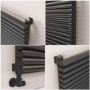 Ventura Midnight Black Oval Unique Designer Radiator 595x1400mm Single Panel 4498 BTU
