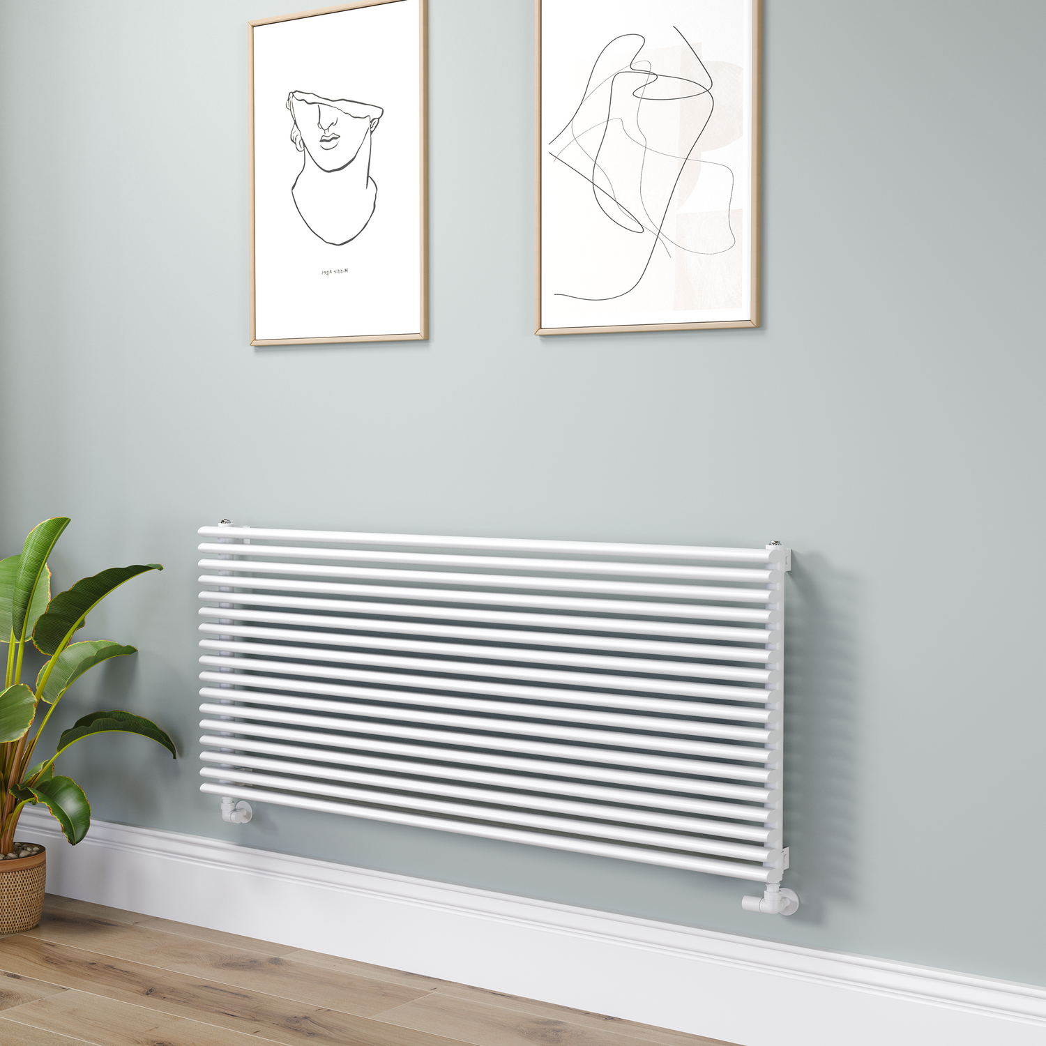 Ventura White Oval Unique Designer Radiator 595X1400mm Single Panel 4498 Btu