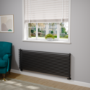 Ventura Midnight Black Oval Unique Designer Radiator 595x1600mm Single Panel 5212 BTU