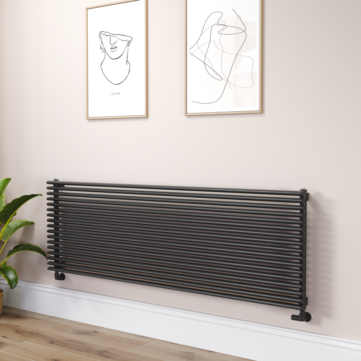 Ventura Midnight Black Oval Unique Designer Radiator 595X1800mm Single Panel 5928 Btu