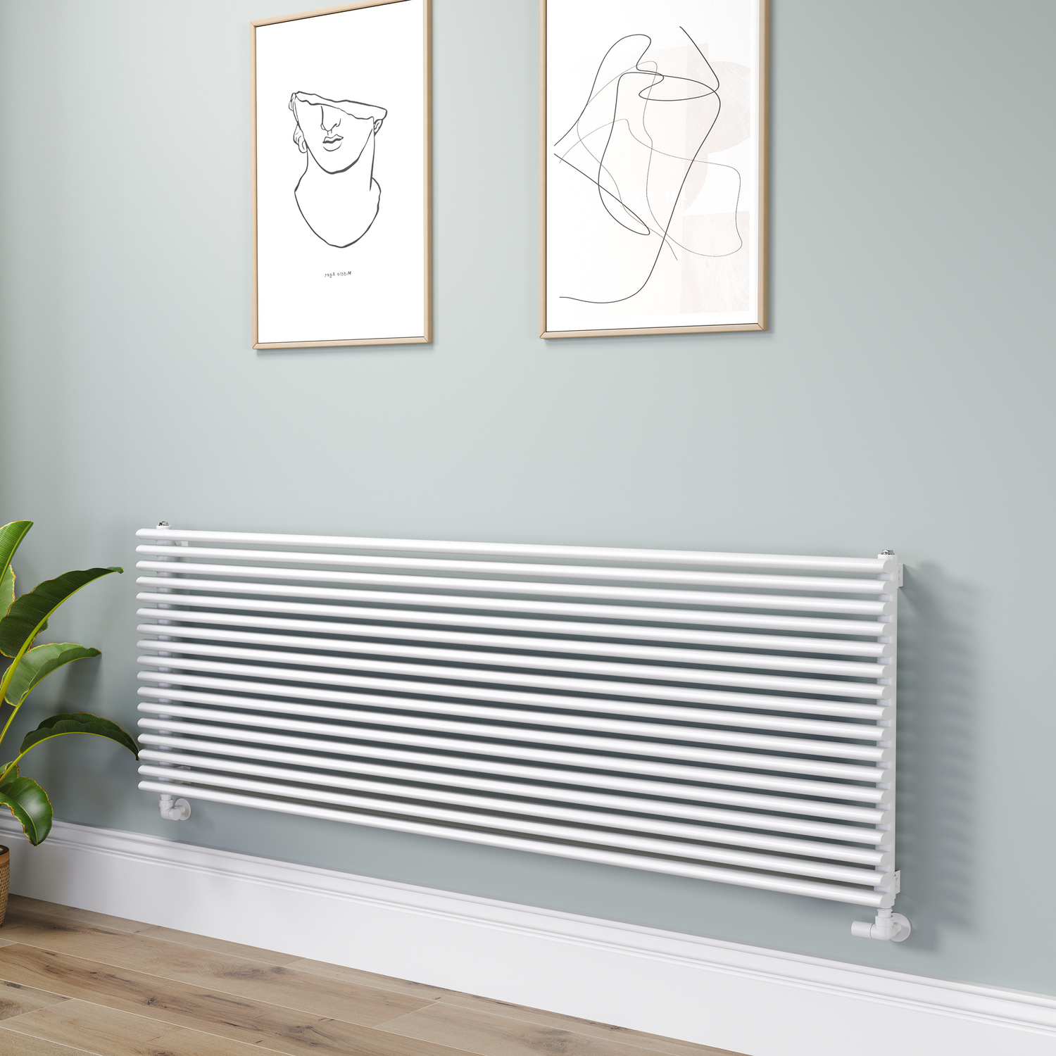 Ventura White Oval Unique Designer Radiator 595X1800mm Single Panel 5928 Btu