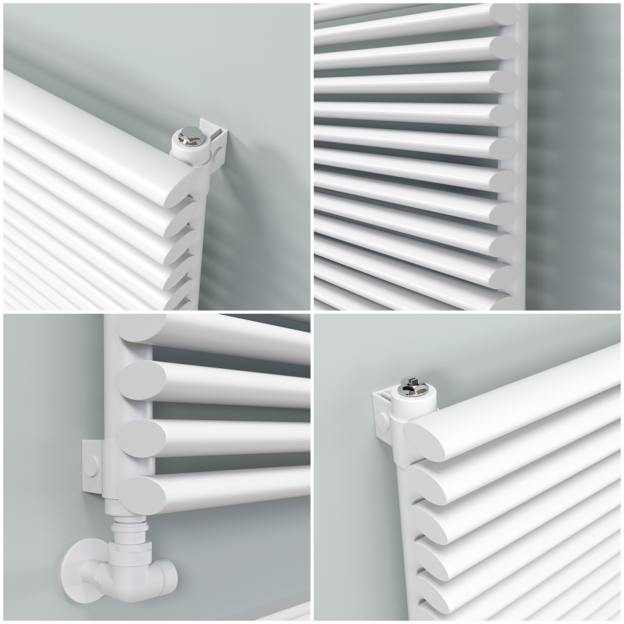 Ventura White Oval Unique Designer Radiator 595x1800mm Single Panel 5928 BTU