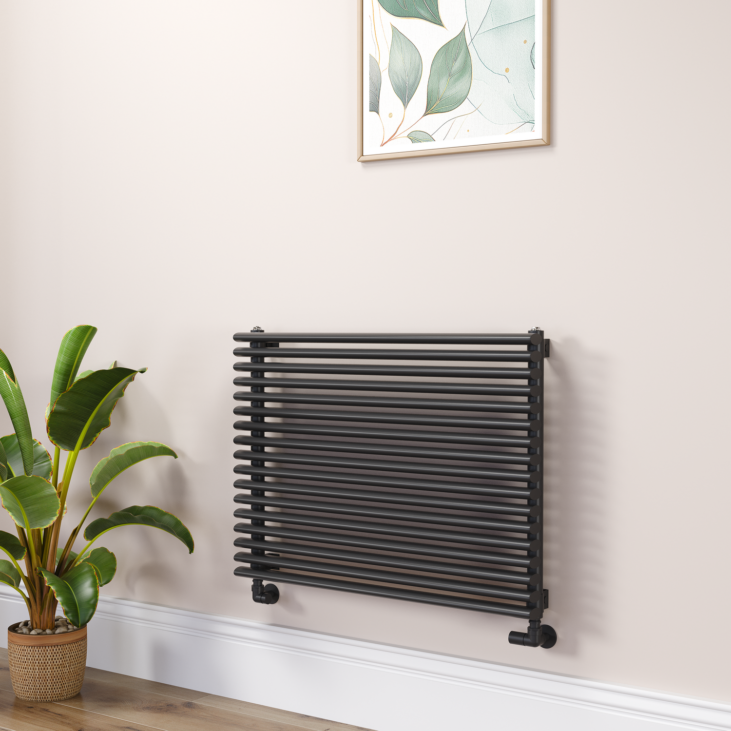 Ventura Linea Oval Unique Designer Radiator 595X800mm Single Panel 2386 Btu Horizontal Bars RHS17-800-BCOU - Image 2