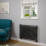 Ventura Midnight Black Oval Unique Designer Radiator 595x800mm Single Panel 2386 BTU