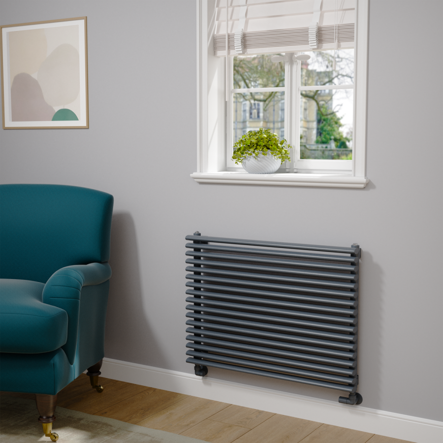 Ventura Dark Grey Anthracite Oval Unique Designer Radiator 595x800mm Single Panel 2386 BTU