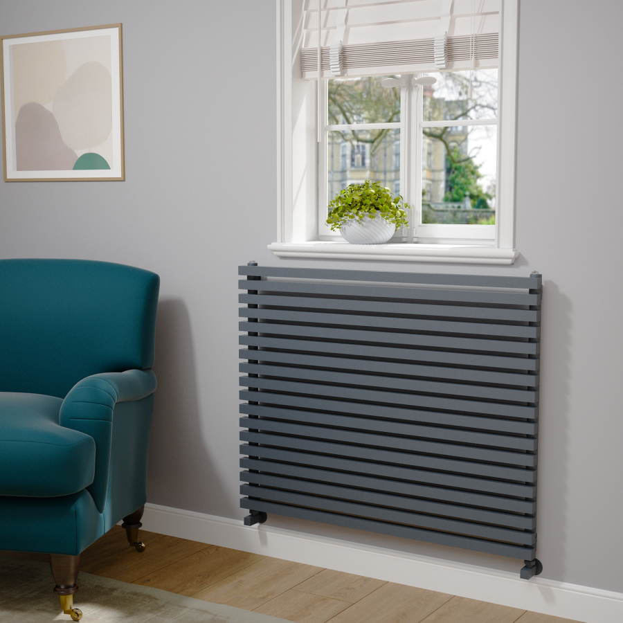 Ravello Dark Grey Anthracite Square Designer Radiator 810x1000mm Single Panel 3860 BTU