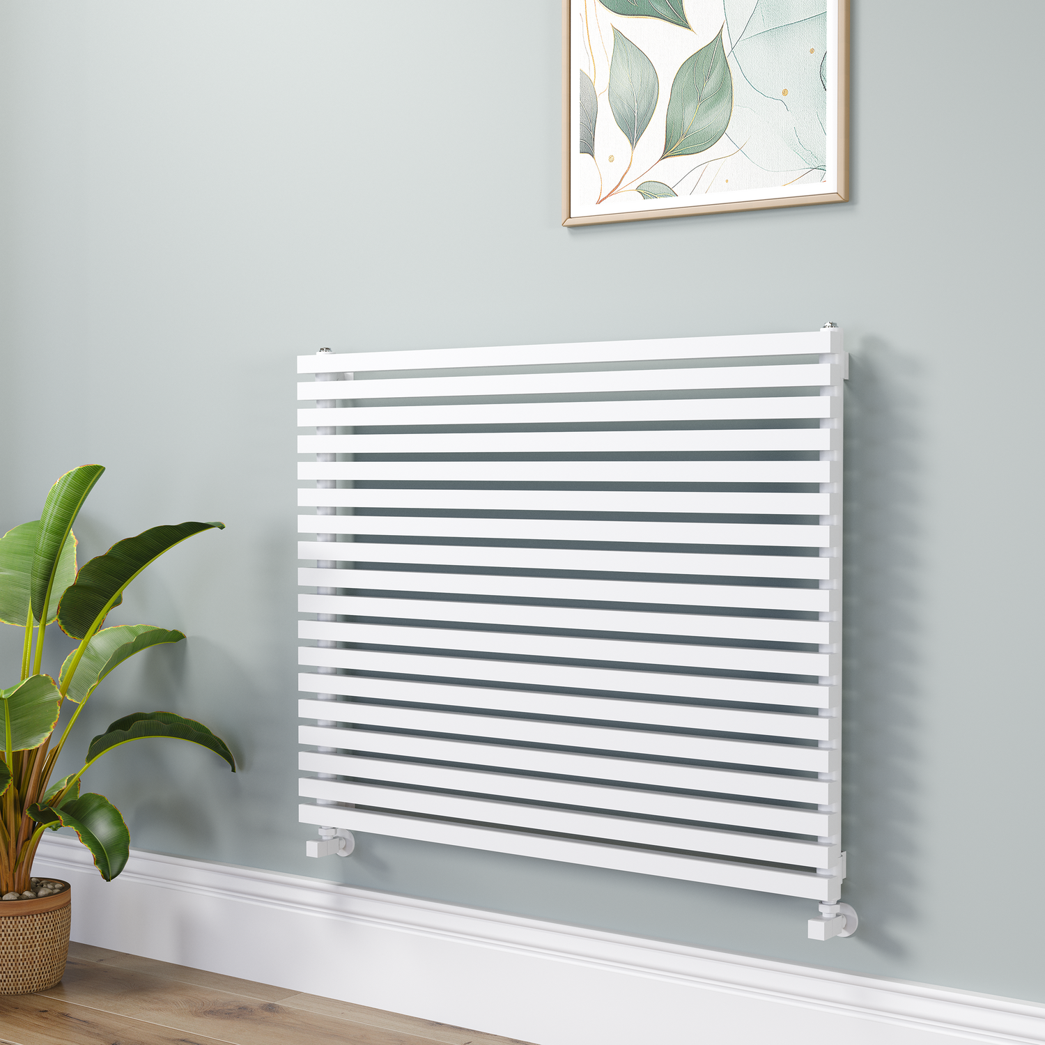 Ravello White Linea Square Designer Radiator 810X1000mm Single Panel 3860 Btu - Horizontal Bars