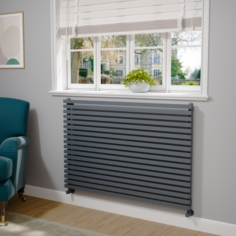 Ravello Dark Grey Anthracite Square Designer Radiator 810x1200mm Single Panel 4553 BTU