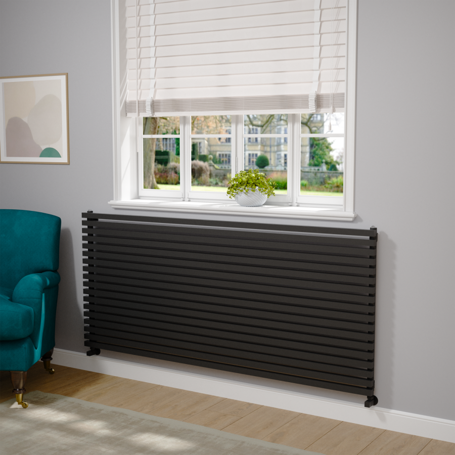 Ravello Midnight Black Square Designer Radiator 810x1800mm Single Panel 6570 BTU