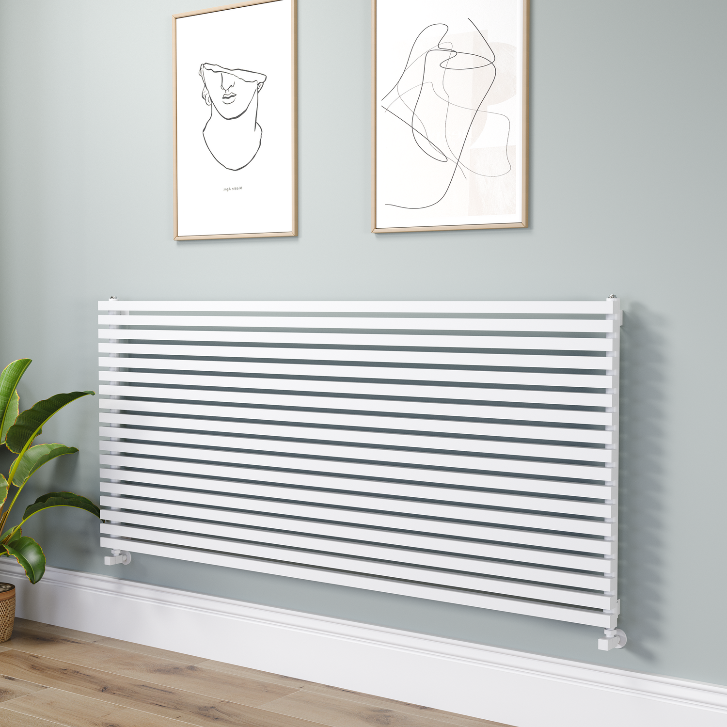 Ravello White Linea Square Designer Radiator 810X1800mm Single Panel 6570 Btu - Horizontal Bars
