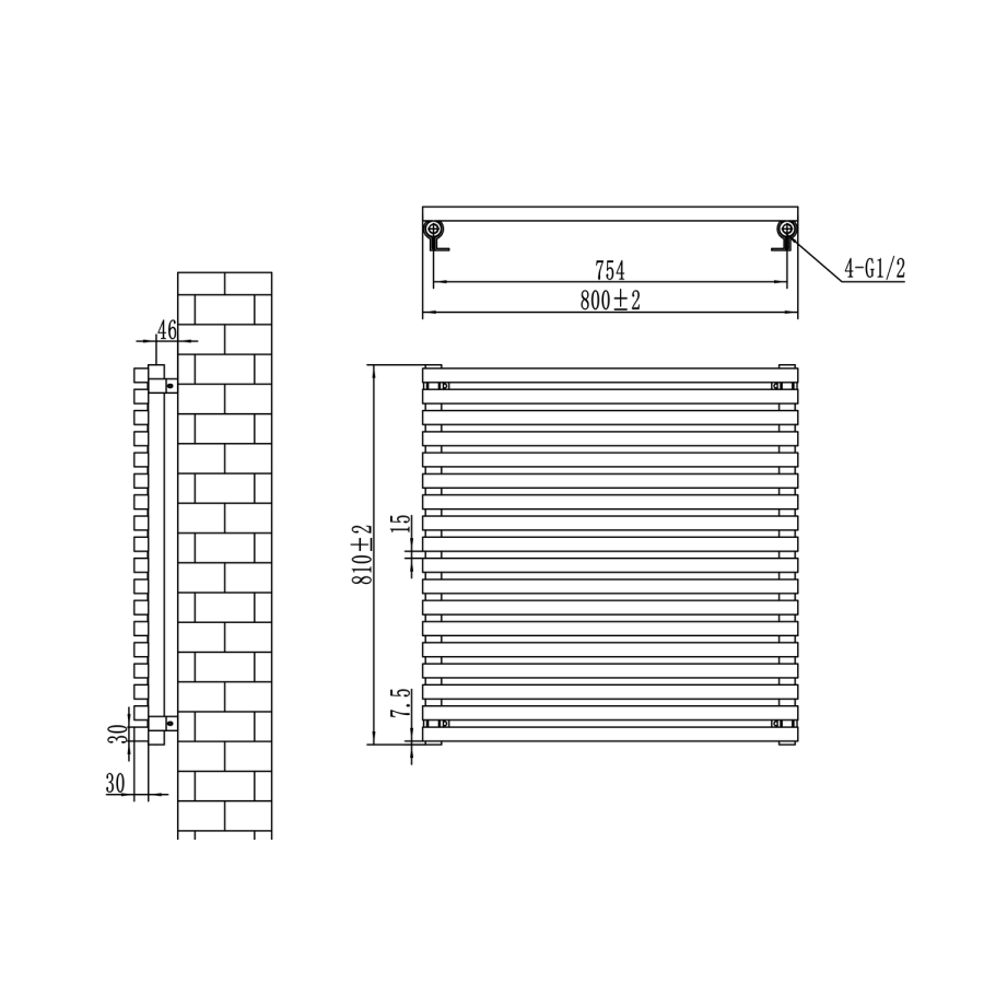 Ravello Dark Grey Anthracite Square Designer Radiator 810x800mm Single Panel 3150 BTU