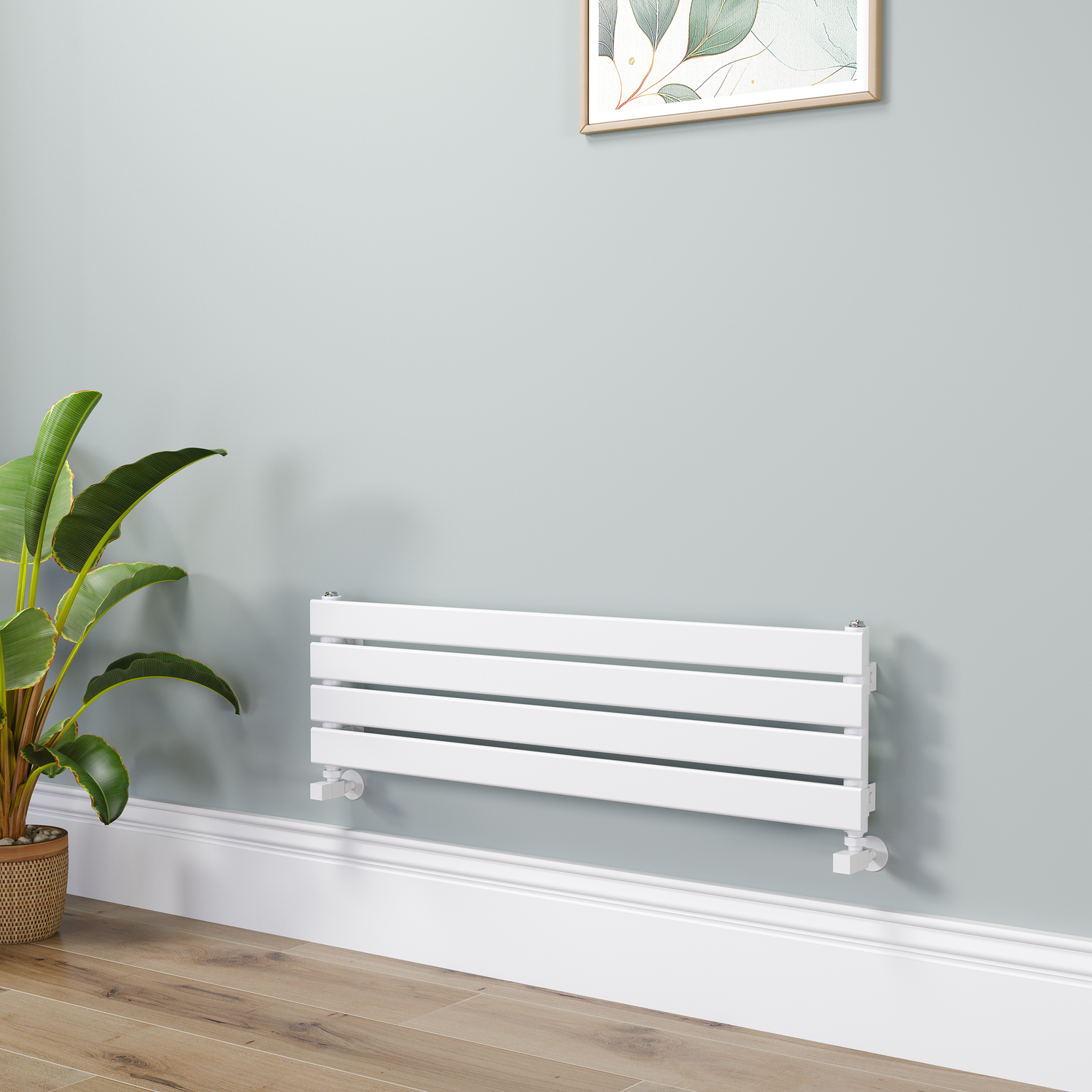 Riace White Flat Designer Radiator 280X1000mm Single Panel 1082 Btu