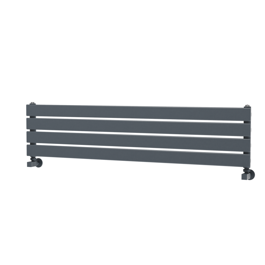 Riace Linea Dark Grey Anthracite Flat Designer Radiator 280x1200mm Single Panel 1280 BTU - Horizontal Bars