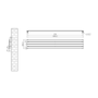 Riace Linea Black Flat Designer Radiator 280x1800mm Single Panel 1898 BTU - Horizontal Bars