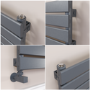 Riace Linea Dark Grey Anthracite Flat Designer Radiator 280x800mm Single Panel 884 BTU - Horizontal Bars