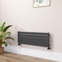 Riace Midnight Black Flat Designer Radiator 350x1000mm Single Panel 1352 BTU