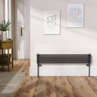 Ventura Midnight Black Oval Unique Designer Radiator 175x1000mm Single Panel 945 BTU
