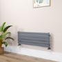 Riace Linea Dark Grey Anthracite Flat Designer Radiator 350x1000mm Single Panel 1352 BTU - Horizontal Bars