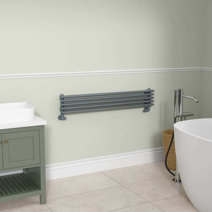 Ventura Dark Grey Anthracite Oval Unique Designer Radiator 175x1000mm Single Panel 945 BTU