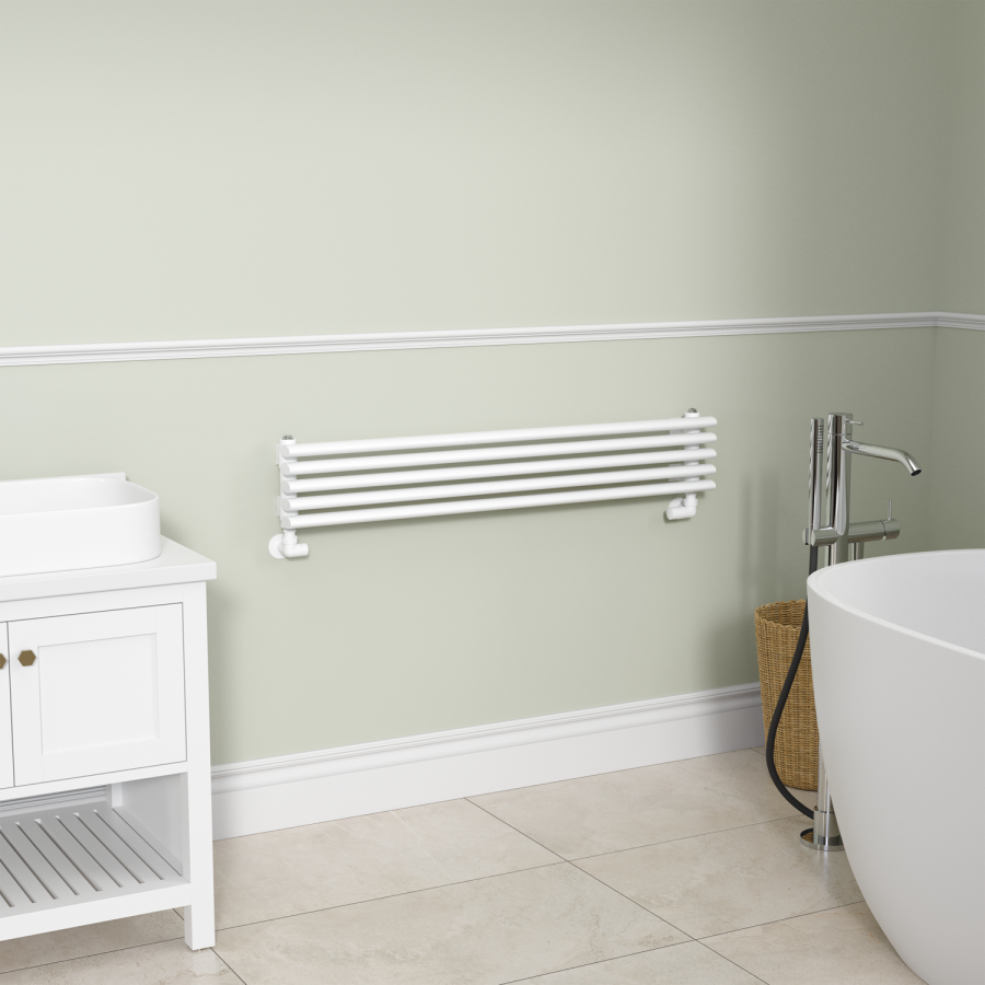 Ventura White Oval Unique Designer Radiator 175x1000mm Single Panel 945 BTU
