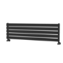 Riace Linea Midnight Black Flat Designer Radiator 350x1200mm Single Panel 1601 BTU - Horizontal Bars