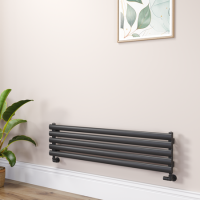 Sorrento Midnight Black Oval Designer Radiator 295x1200mm Single Panel 1433 BTU