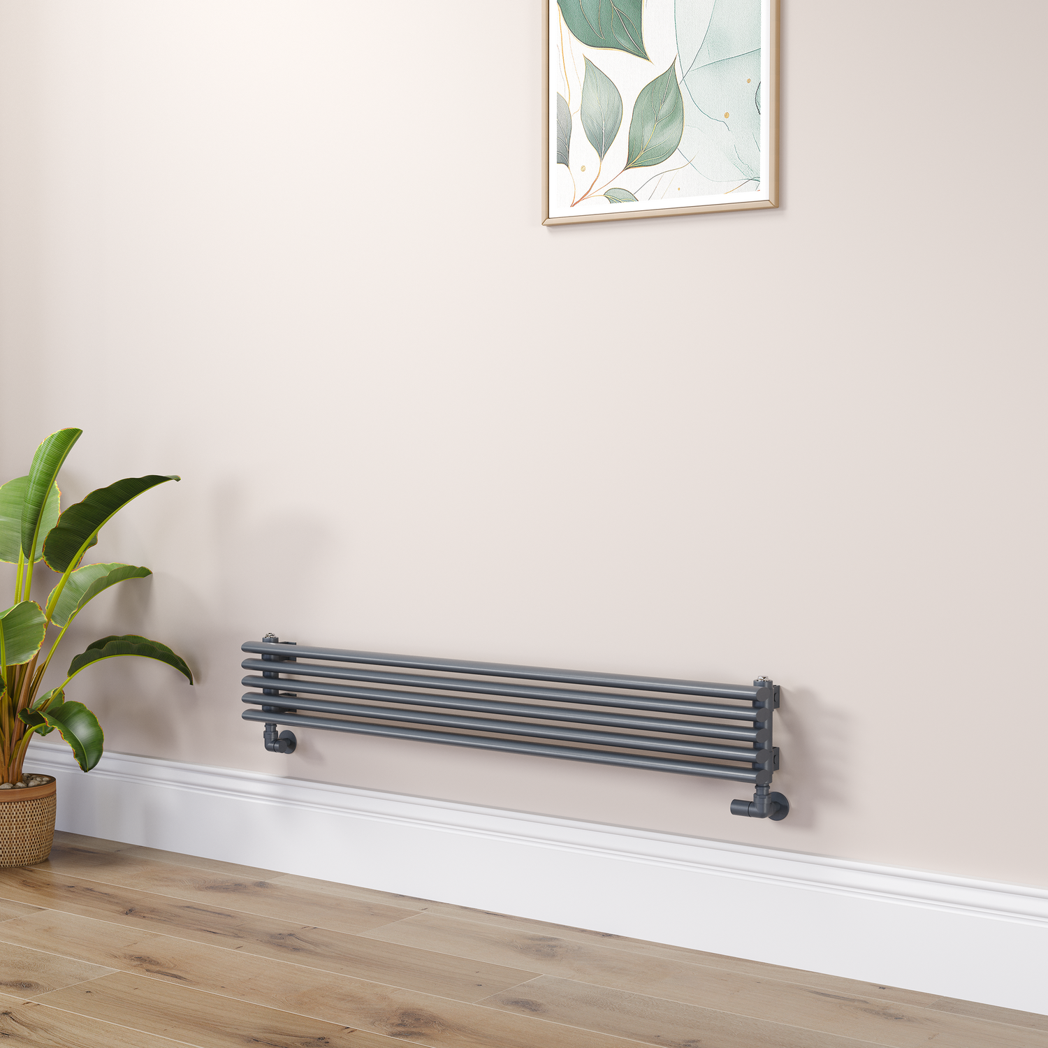 Ventura Dark Grey Anthracite Oval Unique Designer Radiator 175X1200mm Single Panel 1147 Btu