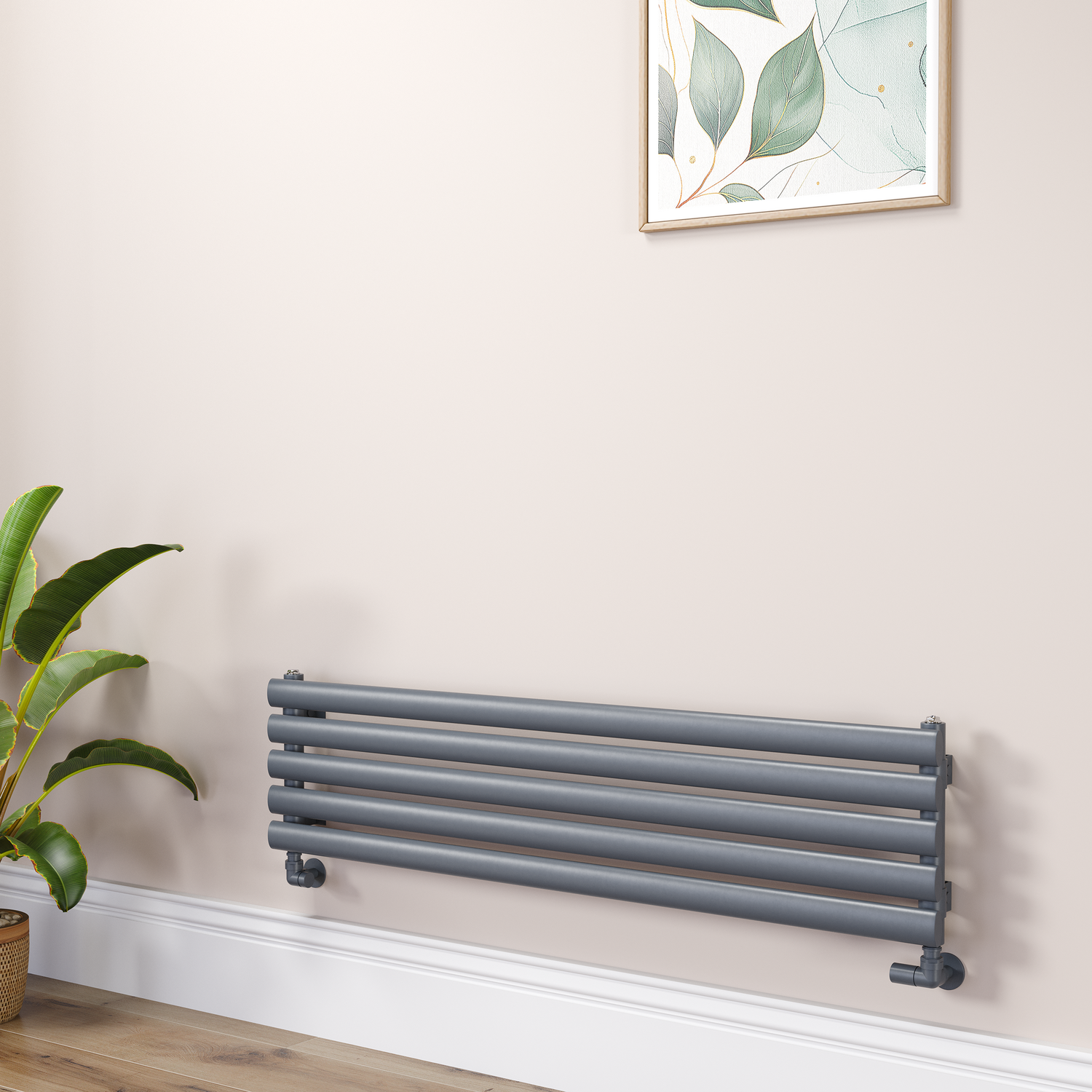 Sorrento Dark Grey Anthracite Oval Designer Radiator 295X1200mm Single Panel 1433 Btu