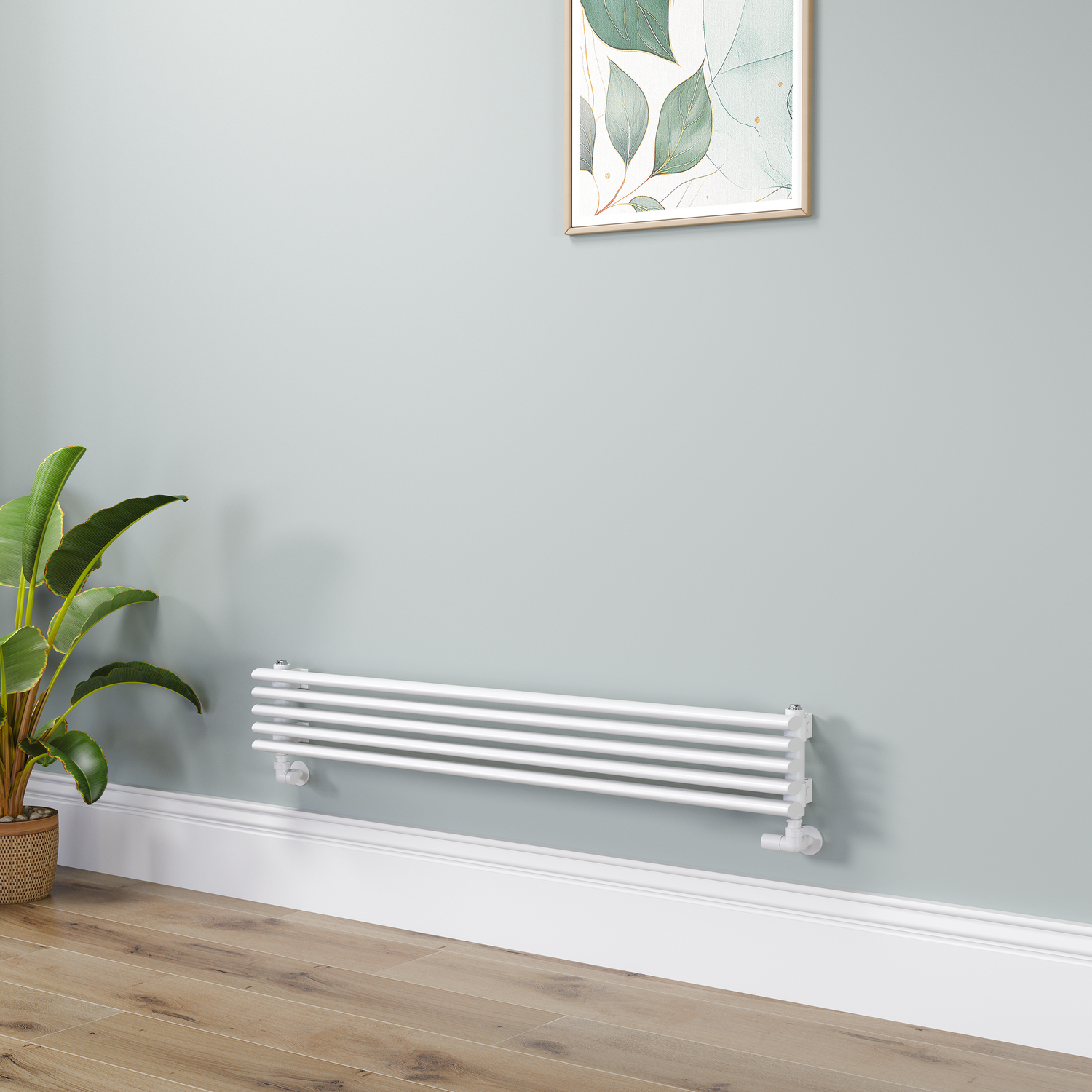 Ventura White Oval Unique Designer Radiator 175X1200mm Single Panel 1147 Btu